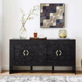 Mid-Century Modern Sideboard Buffet Cabinet with Geometric Doors, Storage Console with Adjustable Shelves - Panipeachy