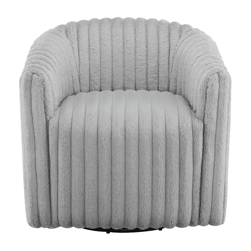 GDFStudio Harwell Ultra Plush Cord Swivel Barrel Chair with Metal Base