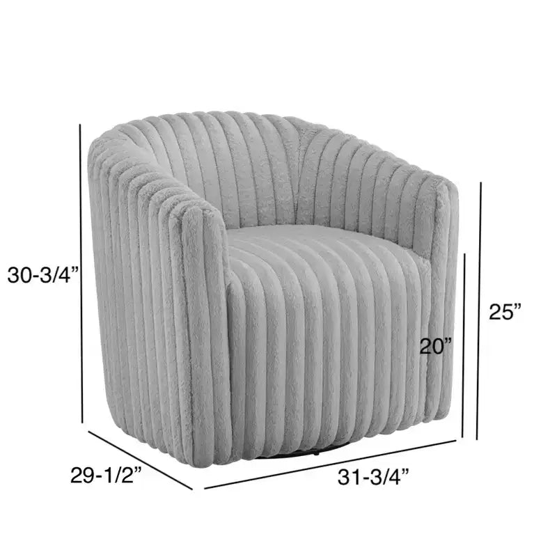 GDFStudio Harwell Ultra Plush Cord Swivel Barrel Chair with Metal Base