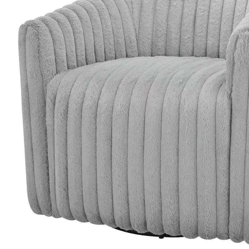 GDFStudio Harwell Ultra Plush Cord Swivel Barrel Chair with Metal Base