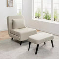 TUYOHW 3-in-1 Foldable Linen Chaise Lounge,Accent Chair with Footrest,Detachable Pillow,Adjustable Backrest,Convertible Sofa Bed for Living Room