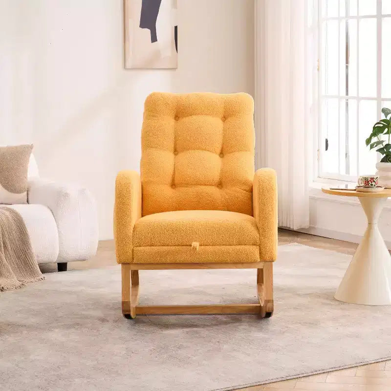 TUYOHW Accent Rocking Chair,High Back Rocker with Footrest,Rubber Wood Legs,Storage Pocket,Upholstered Chair for Living Room,Bedroom,Nursery