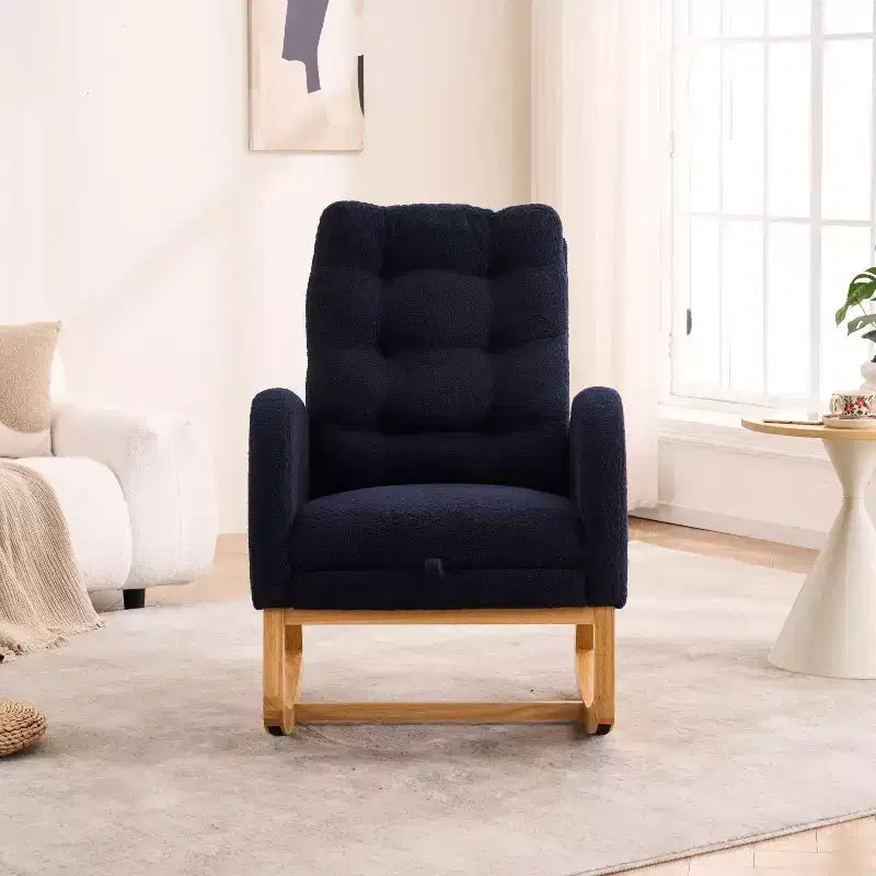 TUYOHW Accent Rocking Chair,High Back Rocker with Footrest,Rubber Wood Legs,Storage Pocket,Upholstered Chair for Living Room,Bedroom,Nursery