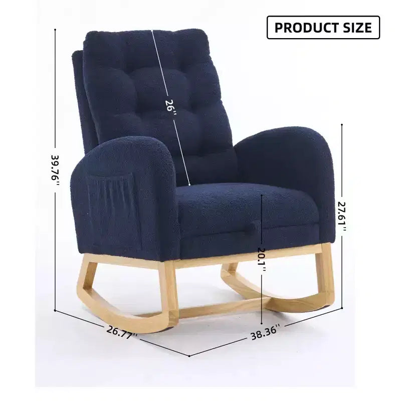 TUYOHW Accent Rocking Chair,High Back Rocker with Footrest,Rubber Wood Legs,Storage Pocket,Upholstered Chair for Living Room,Bedroom,Nursery