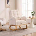 TUYOHW Accent Rocking Chair,High Back Rocker with Footrest,Rubber Wood Legs,Storage Pocket,Upholstered Chair for Living Room,Bedroom,Nursery