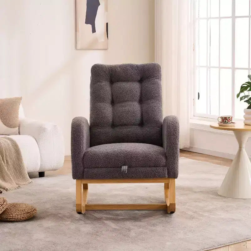 TUYOHW Accent Rocking Chair,High Back Rocker with Footrest,Rubber Wood Legs,Storage Pocket,Upholstered Chair for Living Room,Bedroom,Nursery