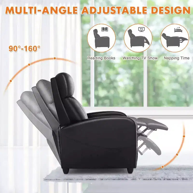 TUYOHW Manual Recliner Chair,Adjustable Winback Single Sofa with Massage,Heating,Reclining Lounge Chair for Living Room,Bedroom,Office