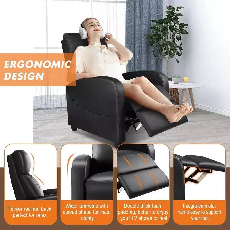 TUYOHW Manual Recliner Chair,Adjustable Winback Single Sofa with Massage,Heating,Reclining Lounge Chair for Living Room,Bedroom,Office