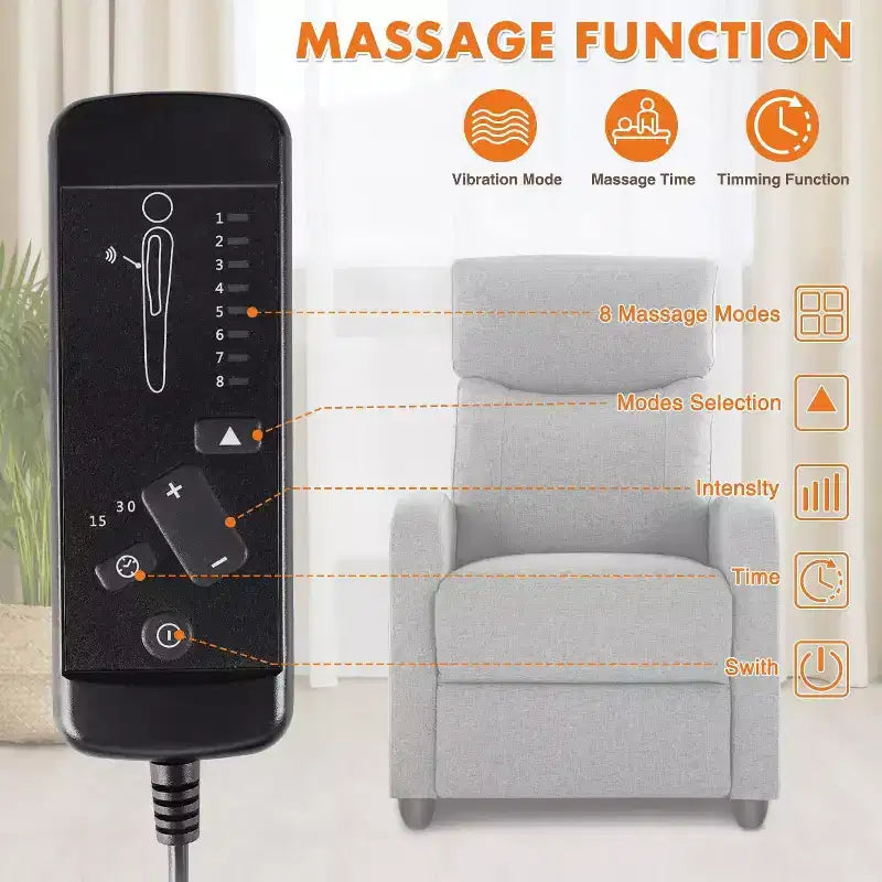 TUYOHW Manual Recliner Chair,Adjustable Winback Single Sofa with Massage,Heating,Reclining Lounge Chair for Living Room,Bedroom,Office