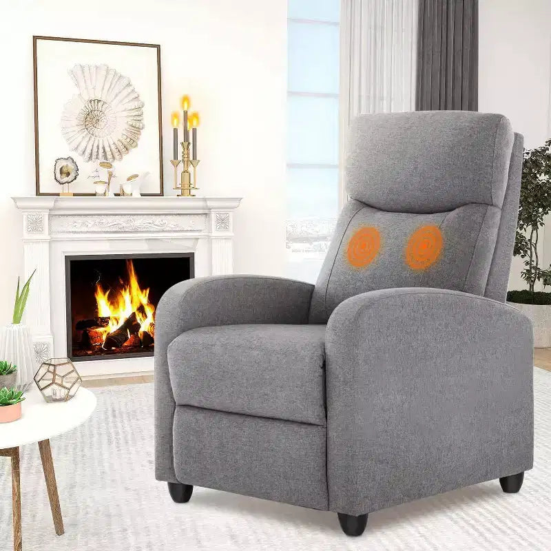 TUYOHW Manual Recliner Chair,Adjustable Winback Single Sofa with Massage,Heating,Reclining Lounge Chair for Living Room,Bedroom,Office
