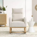 TUYOHW Modern High Backrest Rocking Chair,Teddy Fleece Upholstered Armchair with Side Pockets,27.6 Lounge Chair for Living Room,Bedroom,Balcony