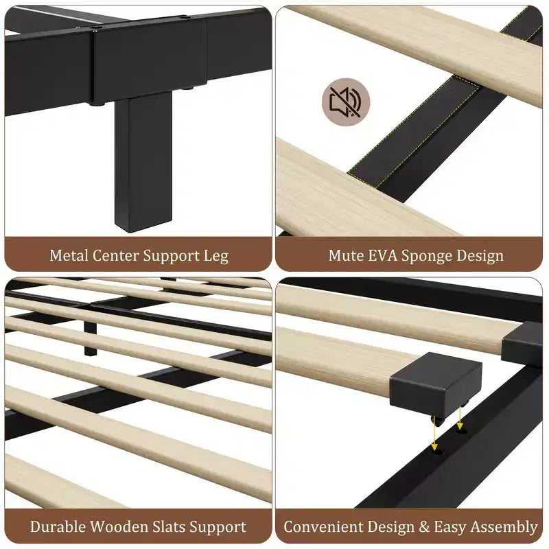 Bed Frame with Headboard and Footboard, Heavy Duty Slats Support with Under Bed Storage, Non-Slip, Easy Assembly, Rustic Brown (6 in, Twin)