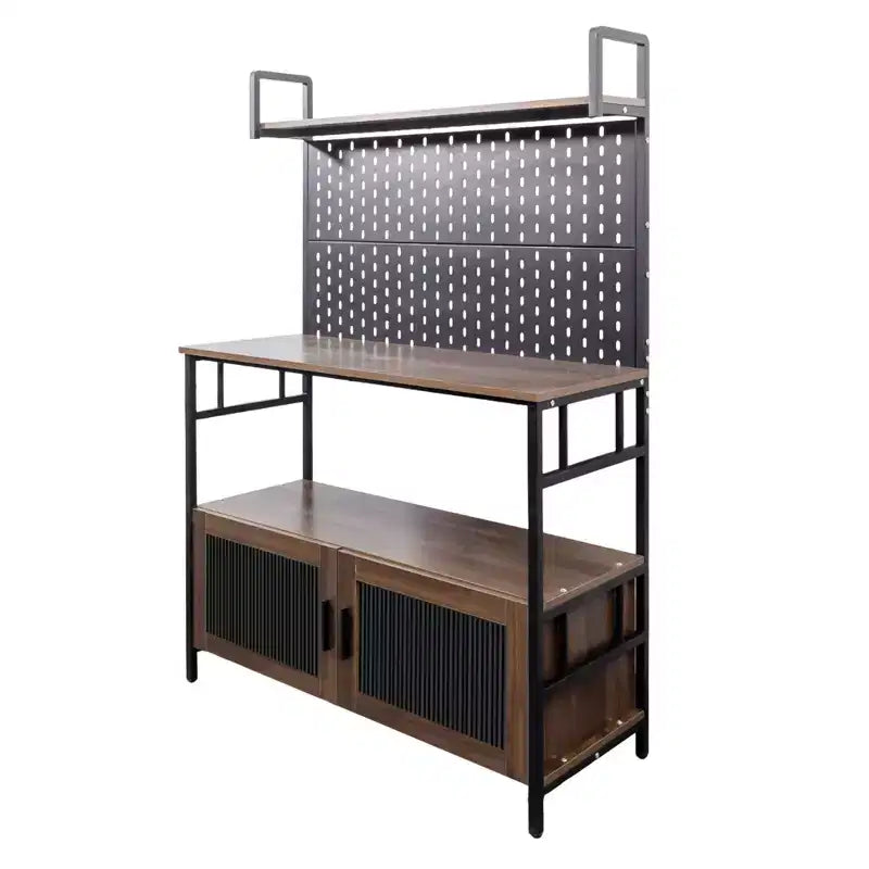 CLIHOME 2-Door Kitchen Bakers Rack, Microwave Oven Stand, Utility Storage Shelf, Kitchen Organizer
