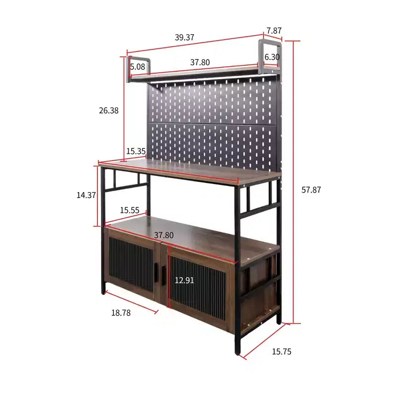 CLIHOME 2-Door Kitchen Bakers Rack, Microwave Oven Stand, Utility Storage Shelf, Kitchen Organizer