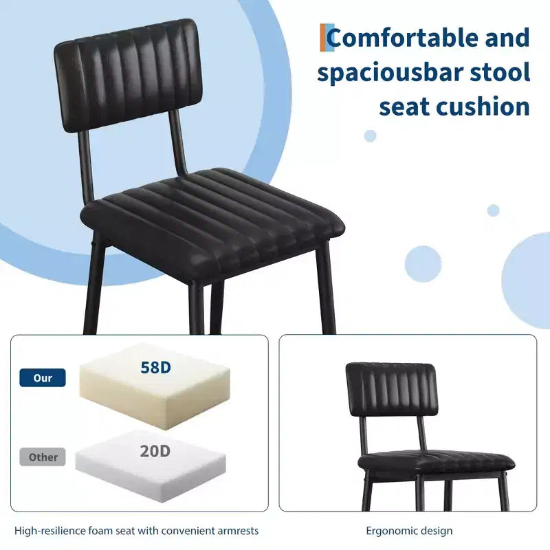 Bar Stools Set of 2, PU Leather Counter Height Bar Stools with Thick Cushion and Thickened Metal Legs, for Island, Counter Bar, Kitchen