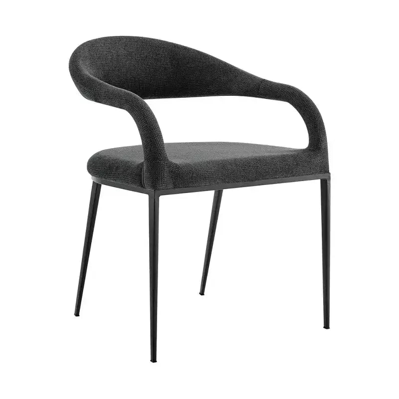 HomeRoots Set of Two Gray And Black Upholstered Polyester Open Back Dining Arm Chairs