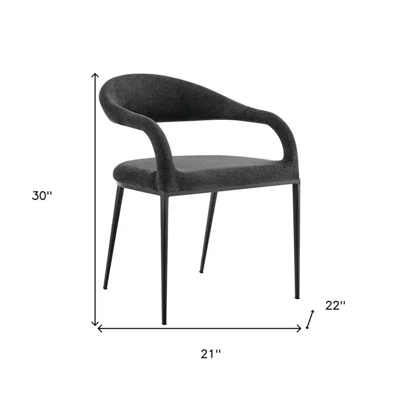 HomeRoots Set of Two Gray And Black Upholstered Polyester Open Back Dining Arm Chairs