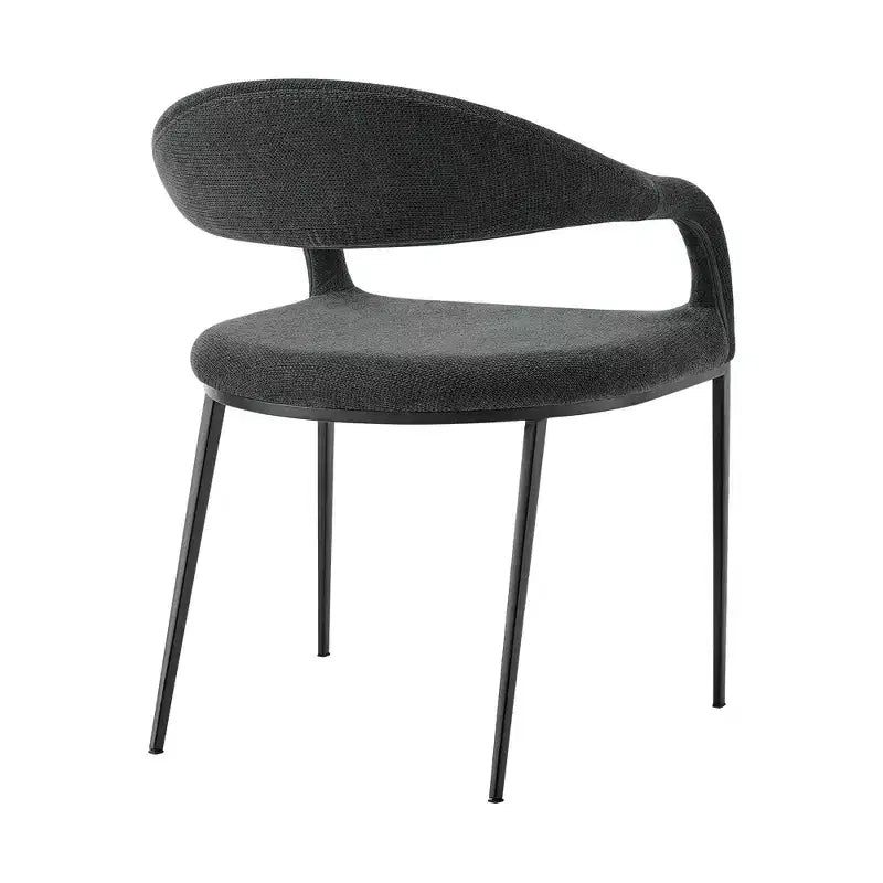HomeRoots Set of Two Gray And Black Upholstered Polyester Open Back Dining Arm Chairs