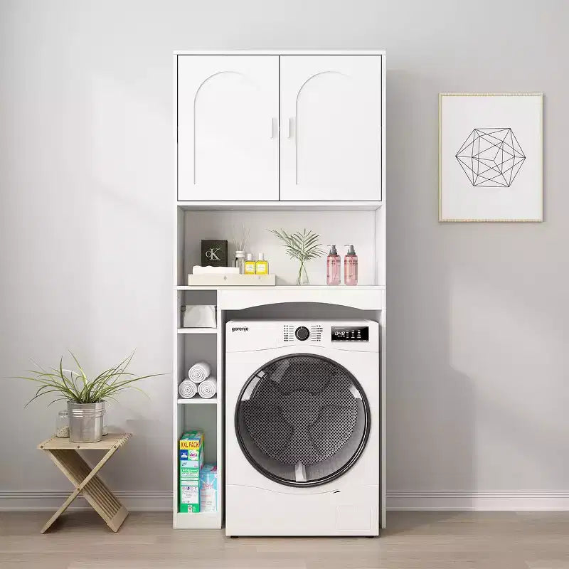 Famapy Water-Resistant Over-Toilet Storage Cabinet with Tissue Holder,Bathroom Organizer with 6 Compartments,Space-Saving Over-Toilet Shlves Etageres