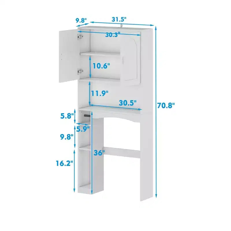 Famapy Water-Resistant Over-Toilet Storage Cabinet with Tissue Holder,Bathroom Organizer with 6 Compartments,Space-Saving Over-Toilet Shlves Etageres