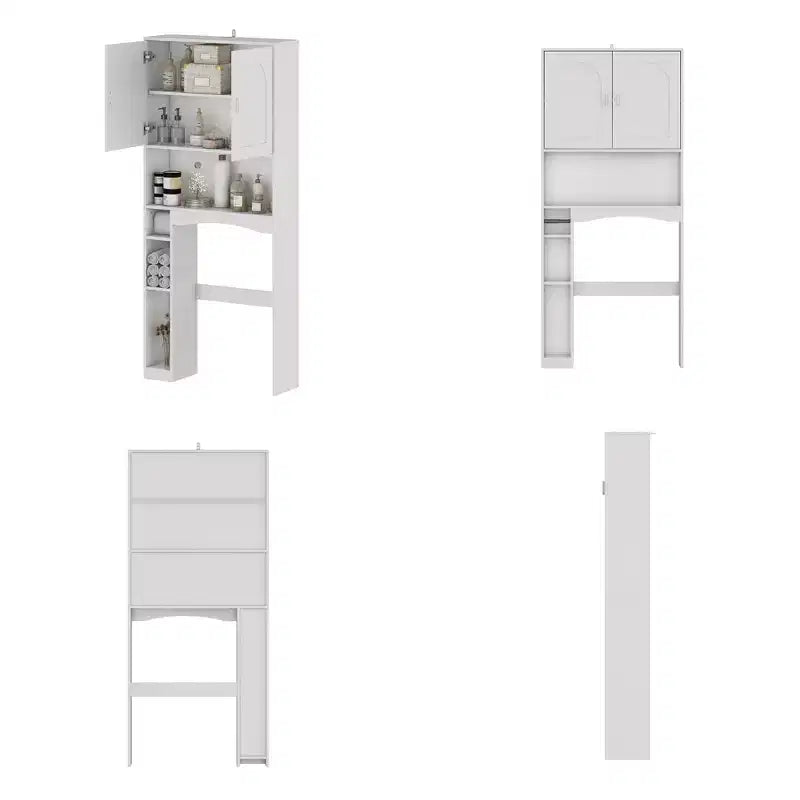 Famapy Water-Resistant Over-Toilet Storage Cabinet with Tissue Holder,Bathroom Organizer with 6 Compartments,Space-Saving Over-Toilet Shlves Etageres