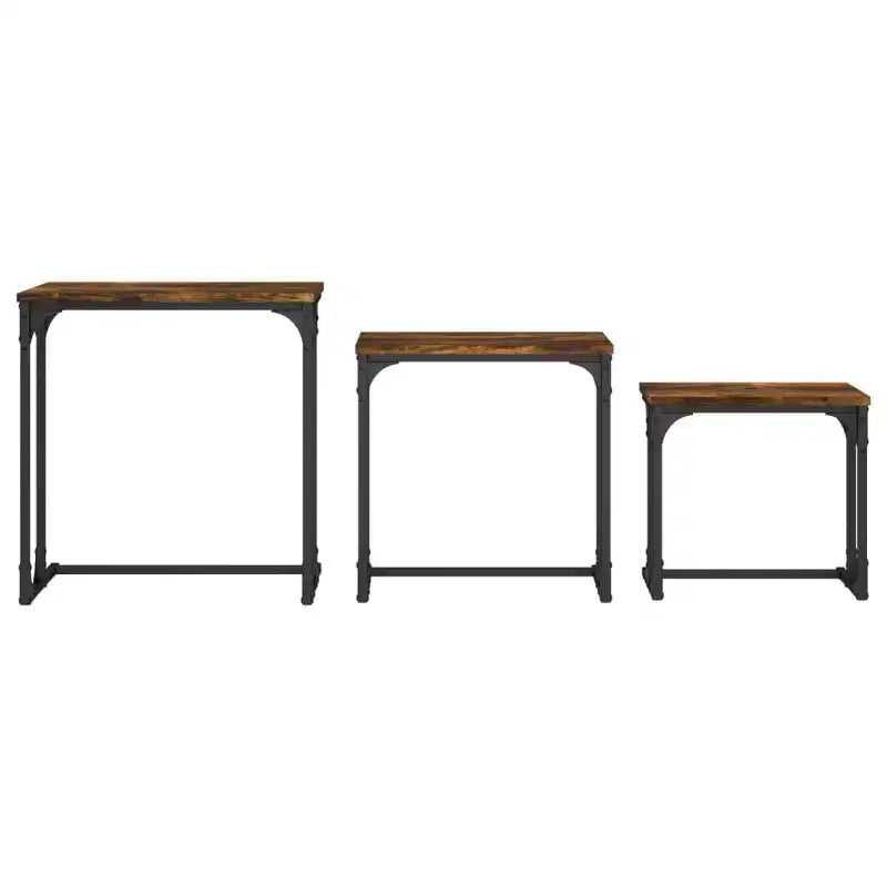 vidaXL Nesting Coffee Table Black Engineered wood, metal Small Stackable