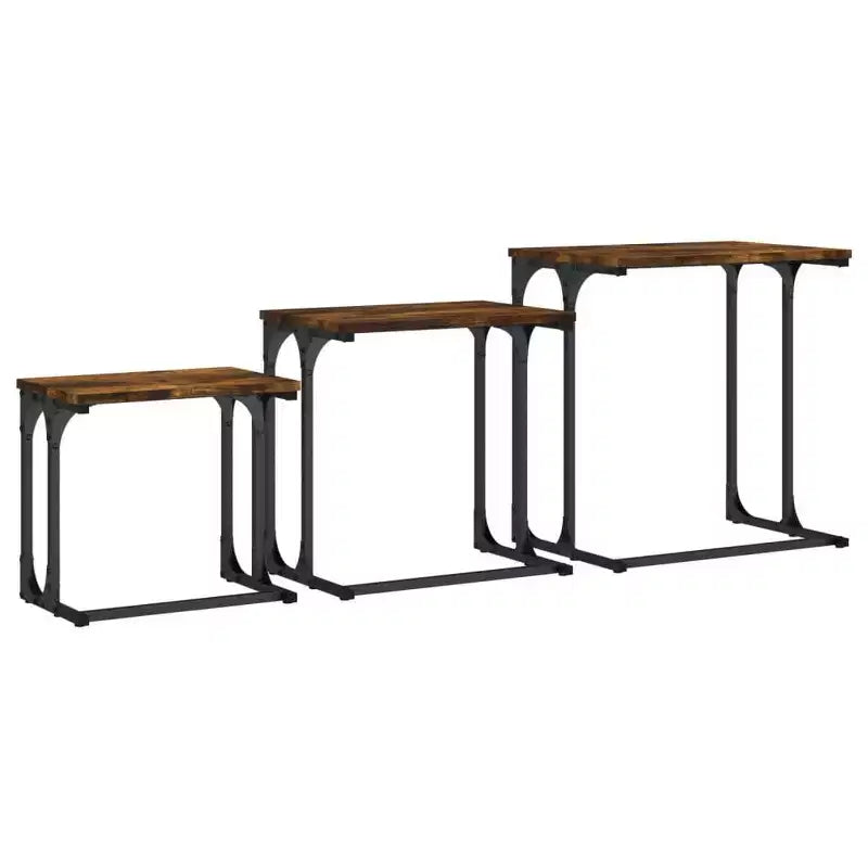 vidaXL Nesting Coffee Table Black Engineered wood, metal Small Stackable