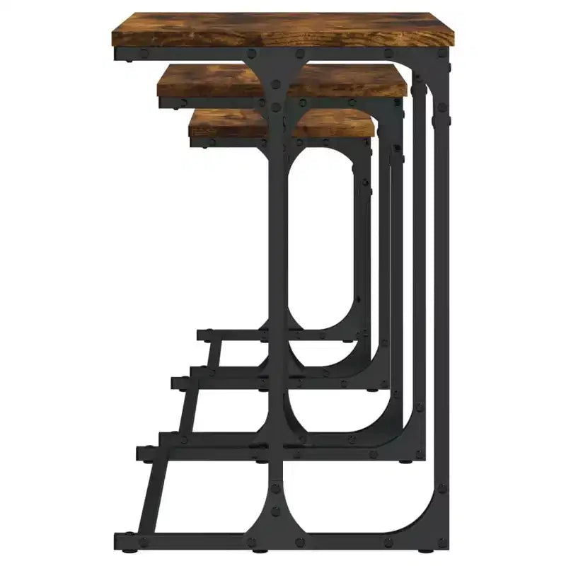 vidaXL Nesting Coffee Table Black Engineered wood, metal Small Stackable