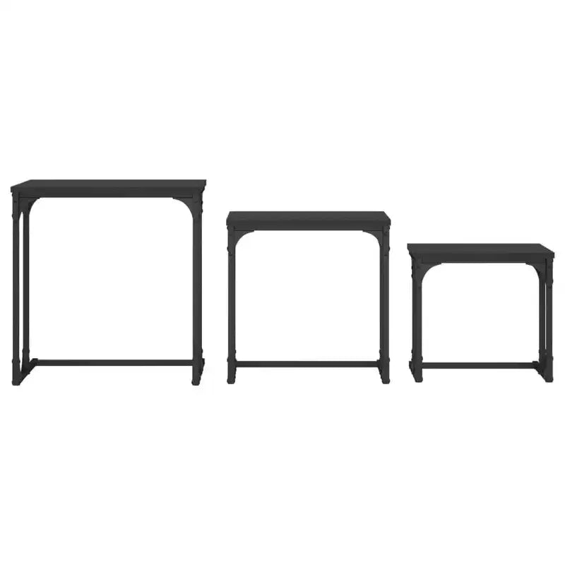 vidaXL Nesting Coffee Table Black Engineered wood, metal Small Stackable