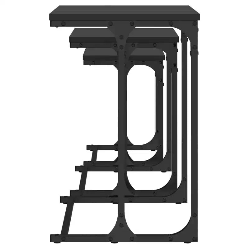 vidaXL Nesting Coffee Table Black Engineered wood, metal Small Stackable