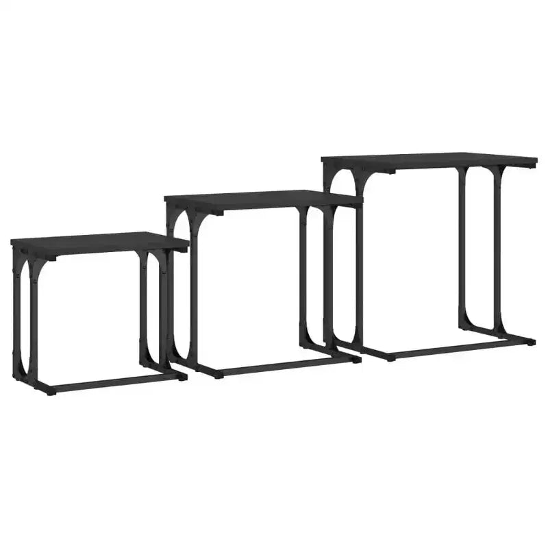 vidaXL Nesting Coffee Table Black Engineered wood, metal Small Stackable