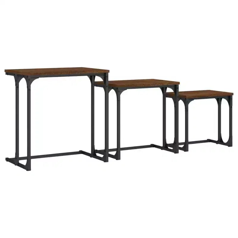 vidaXL Nesting Coffee Table Black Engineered wood, metal Small Stackable