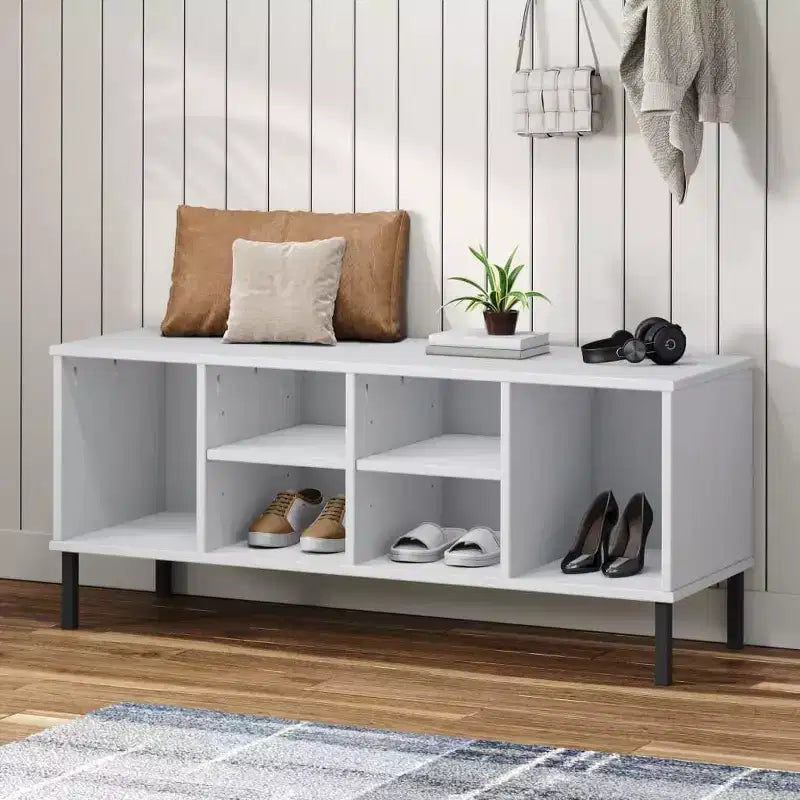 vidaXL Shoe Cabinet Shoe Cubby with 6 Compartments Shoe Rack Solid Pine Wood