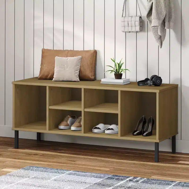 vidaXL Shoe Cabinet Shoe Cubby with 6 Compartments Shoe Rack Solid Pine Wood