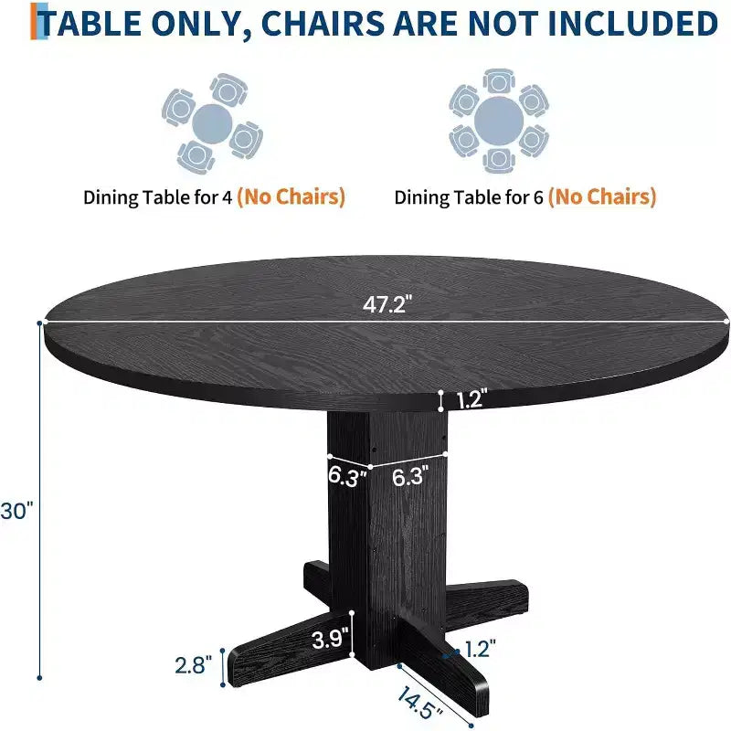 COZONY 47 Round Dining Table for 4-6, Farmhouse Wood Kitchen Table with Sturdy Pedestal Base, Circle Dinner Table for Dining Room or Apartment