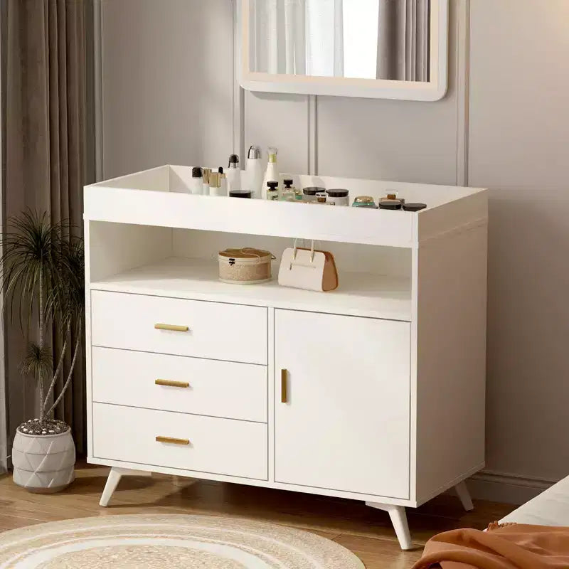 Nursery Dresser & Baby Changing Table Combo - Wooden 3-Drawer Storage with Built-in Shelves and Top-Mounted Changing Station