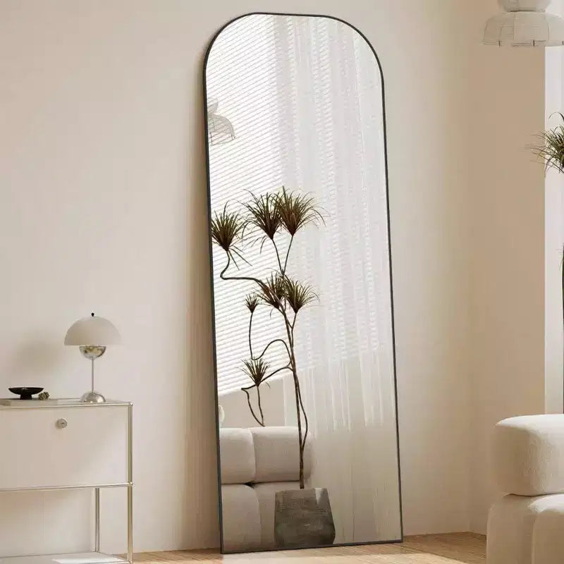 Full Length Mirror 56 inchx 21 inch Black Top Square Edged Floor Mirror with Aluminum Alloy Frame for Bedroom Living Room