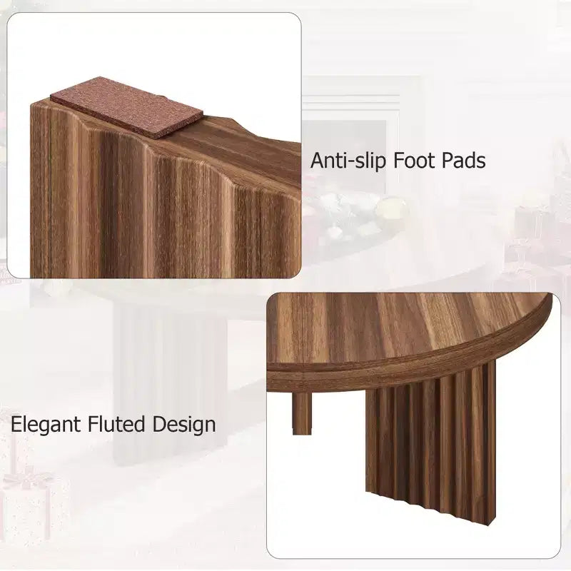 Round Coffee Table, 33.5 Coffee Table for Living Room, Wood Center Table, Small Space, Home Office, Easy Assembly