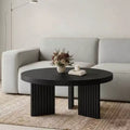 Round Coffee Table, 33.5 Coffee Table for Living Room, Wood Center Table, Small Space, Home Office, Easy Assembly