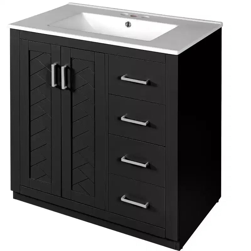 30 Bathroom Vanity with Sink, Bathroom Floor Cabinet with Drawers and Soft Closing Doors, Single Sink Bathroom Vanity