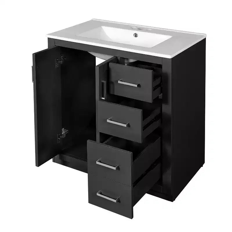 30 Bathroom Vanity with Sink, Bathroom Floor Cabinet with Drawers and Soft Closing Doors, Single Sink Bathroom Vanity