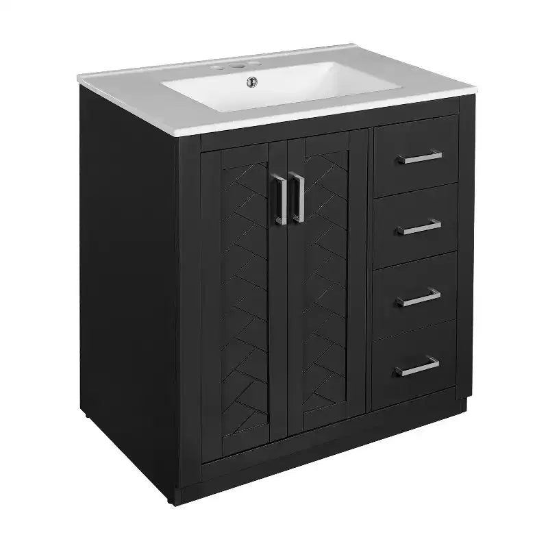 30 Bathroom Vanity with Sink, Bathroom Floor Cabinet with Drawers and Soft Closing Doors, Single Sink Bathroom Vanity