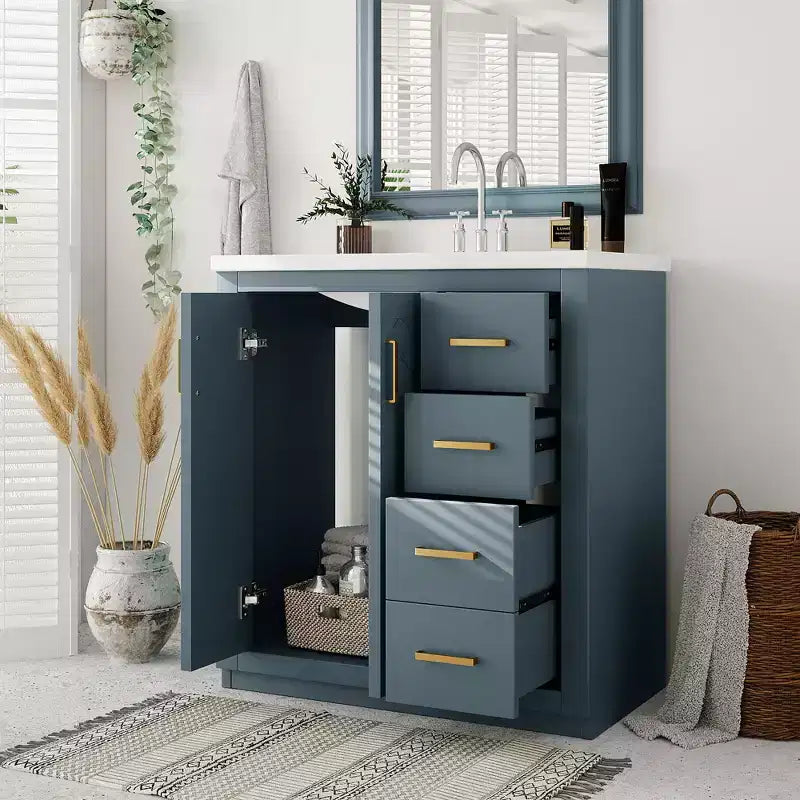 30 Bathroom Vanity with Sink, Bathroom Floor Cabinet with Drawers and Soft Closing Doors, Single Sink Bathroom Vanity