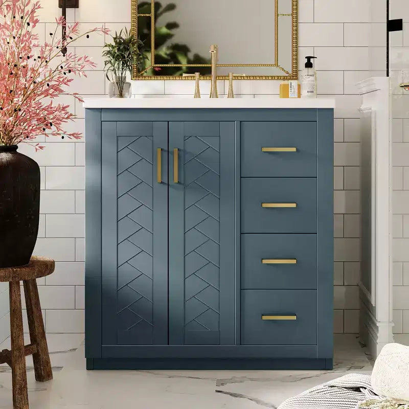 30 Bathroom Vanity with Sink, Bathroom Floor Cabinet with Drawers and Soft Closing Doors, Single Sink Bathroom Vanity