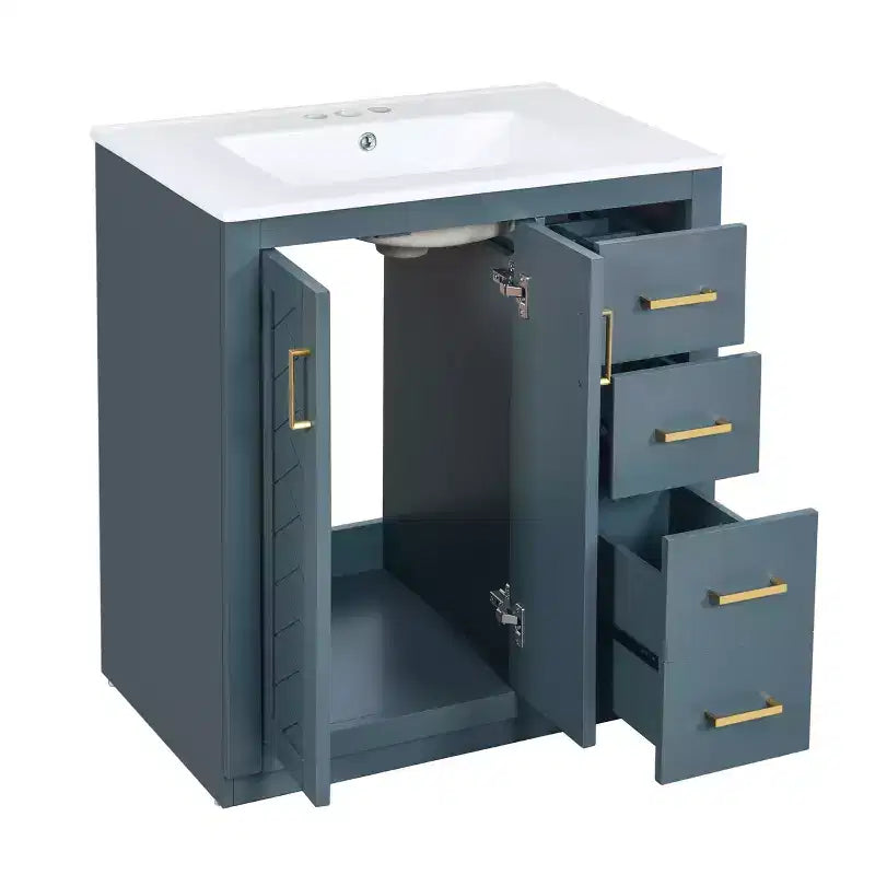 30 Bathroom Vanity with Sink, Bathroom Floor Cabinet with Drawers and Soft Closing Doors, Single Sink Bathroom Vanity