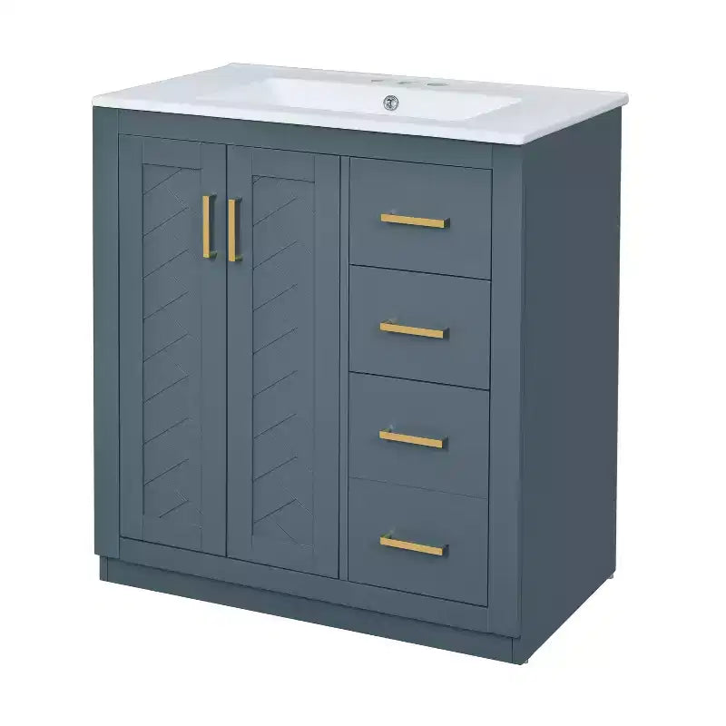 30 Bathroom Vanity with Sink, Bathroom Floor Cabinet with Drawers and Soft Closing Doors, Single Sink Bathroom Vanity
