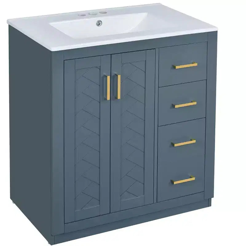 30 Bathroom Vanity with Sink, Bathroom Floor Cabinet with Drawers and Soft Closing Doors, Single Sink Bathroom Vanity