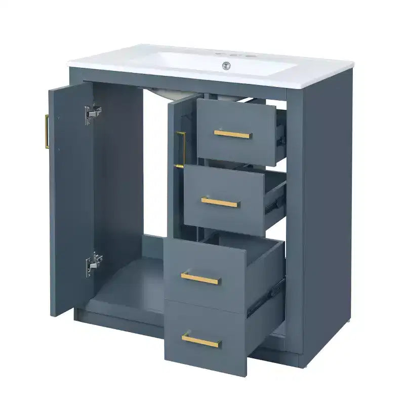 30 Bathroom Vanity with Sink, Bathroom Floor Cabinet with Drawers and Soft Closing Doors, Single Sink Bathroom Vanity