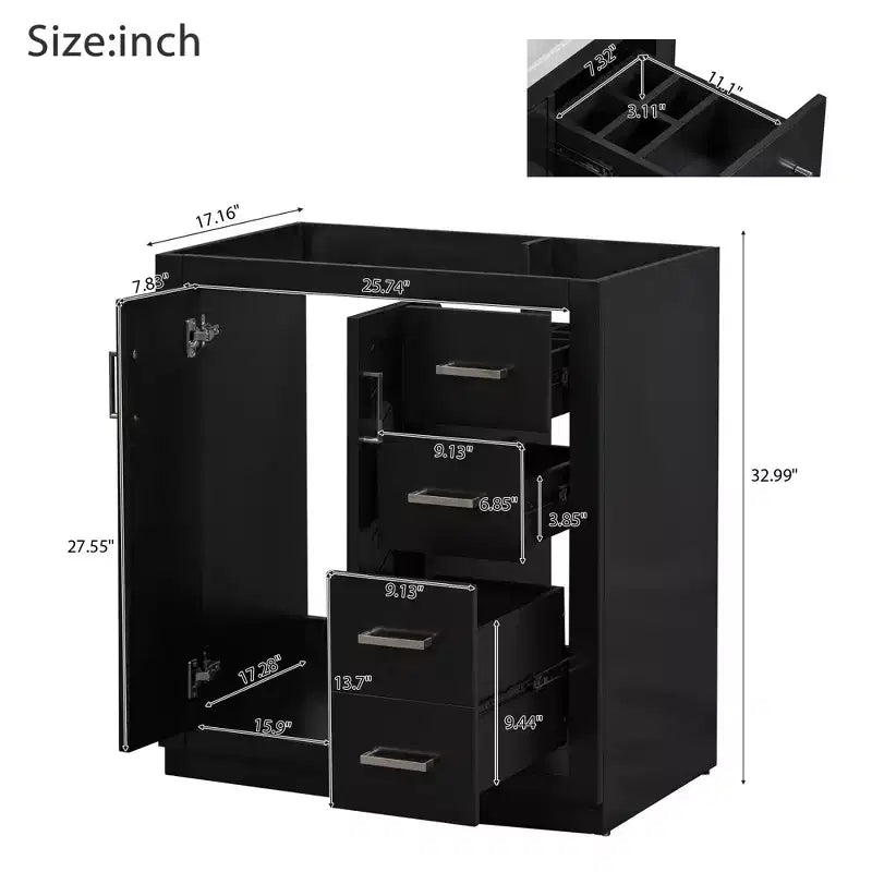 30 Bathroom Vanity with Sink, Bathroom Floor Cabinet with Drawers and Soft Closing Doors, Single Sink Bathroom Vanity