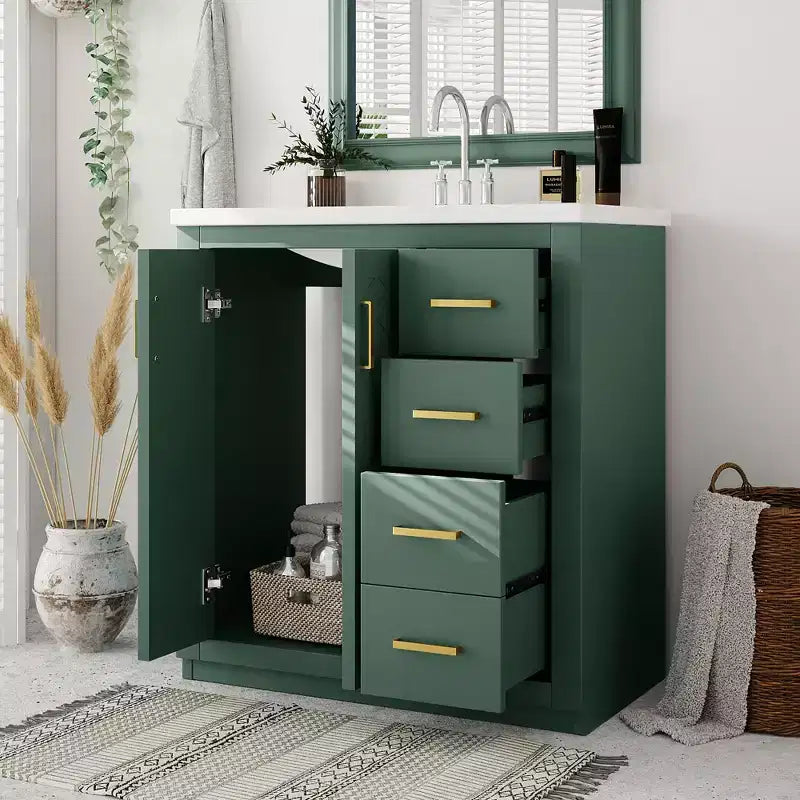 30 Bathroom Vanity with Sink, Bathroom Floor Cabinet with Drawers and Soft Closing Doors, Single Sink Bathroom Vanity
